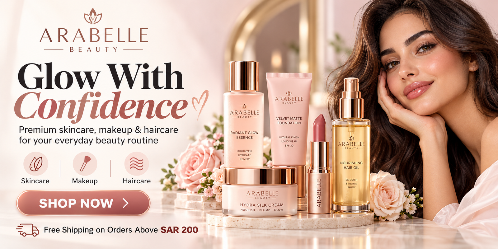 Arabelle Beauty — Glow With Confidence Google Ads creative