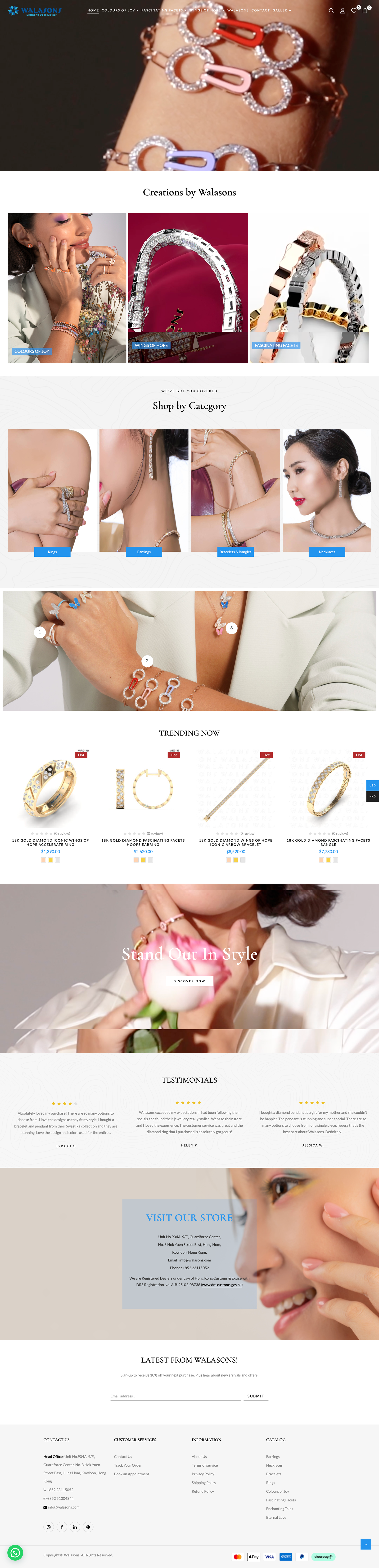 Walasons WordPress store — diamond jewelry eCommerce redesign